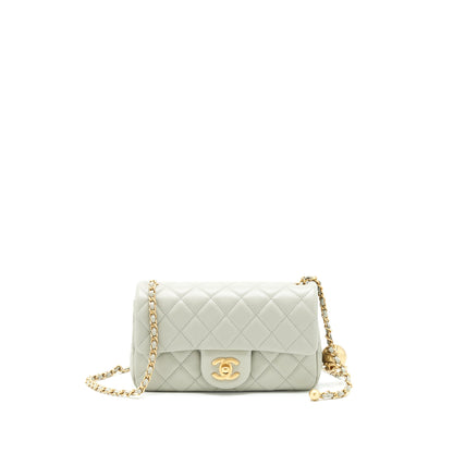 Chanel 22C light Pearl Crush mini Flap Bag Lambskin light Grey