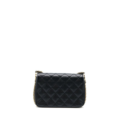 Chanel 23C Mini Flap Bag with CC Logo Chain Grained Calfskin Black  (Microchip)