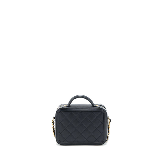 Chanel Filigree Vanity Case Caviar Black