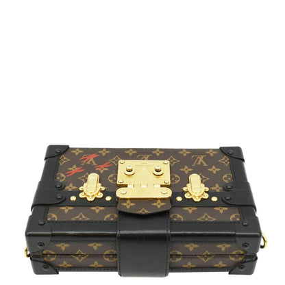 LOUIS VUITTON Petite Malle Monogram Canvas Shoulder Bag Brown
