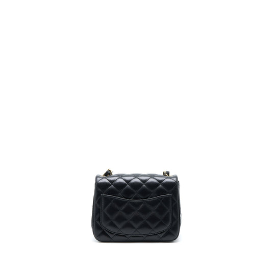Chanel Mini Square Flap Bag Lambskin Black L (Microchip)