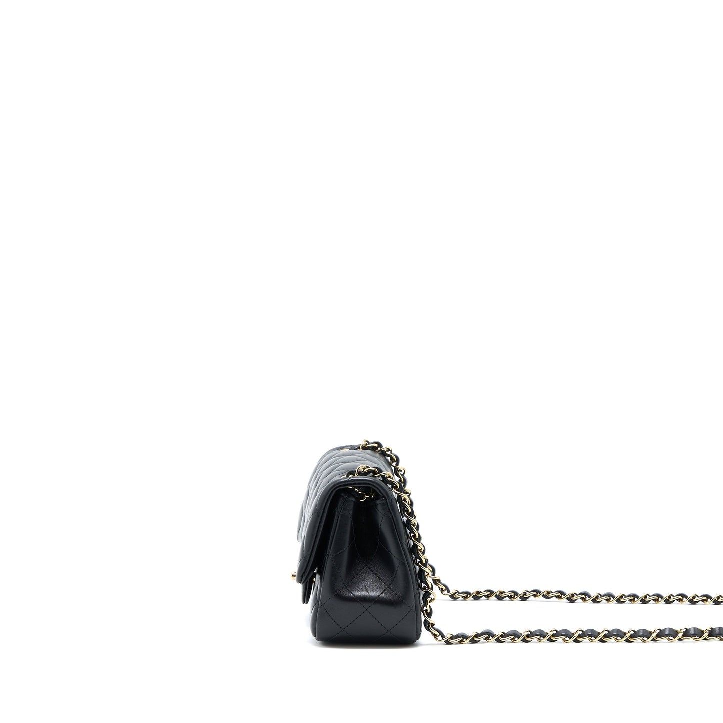 Chanel Mini Square Flap Bag Lambskin Black L (Microchip)