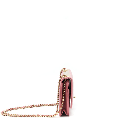 Chanel Chevron trendy CC Wallet on Chain Lambskin pink L