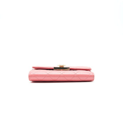 CHANEL CAVIAR MEDIUM FLAP WALLET ROSE PINK WITH GOLD CC LOGO