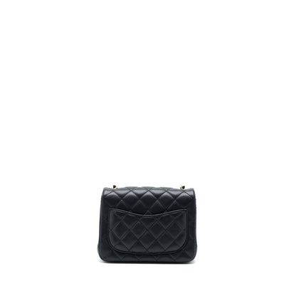 Chanel 23C Pearl Crush Mini Square Flap Bag Lambskin Black L (Microchip)