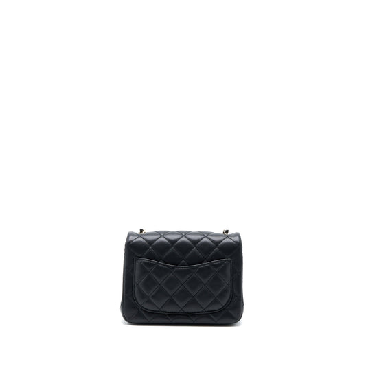 Chanel 23C Pearl Crush Mini Square Flap Bag Lambskin Black L (Microchip)