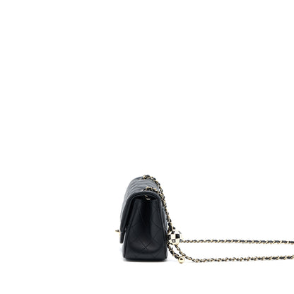 Chanel 23C Pearl Crush Mini Square Flap Bag Lambskin Black L (Microchip)