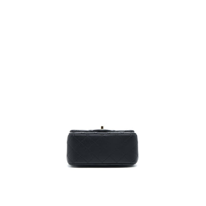Chanel 23C Pearl Crush Mini Square Flap Bag Lambskin Black L (Microchip)