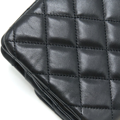 Chanel 22K Gold Pillar Adjustable Chain Flap Bag Lambskin Black Brushed  (Microchip)