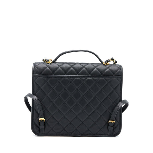 Chanel 22K Large Backpack Caviar Black Brushed  (Microchip)