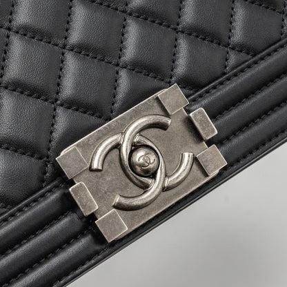 Chanel Medium Boy Bag lambskin black ruthenium hardware