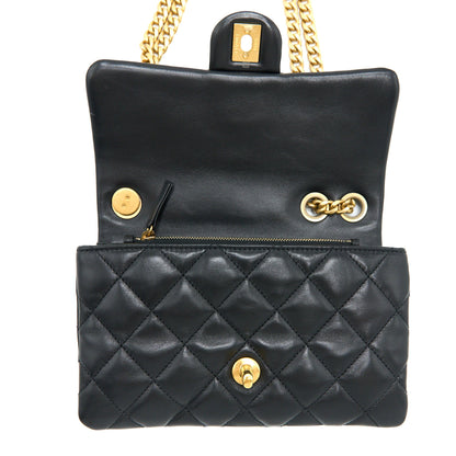 Chanel 22K Gold Pillar Adjustable Chain Flap Bag Lambskin Black Brushed  (Microchip)