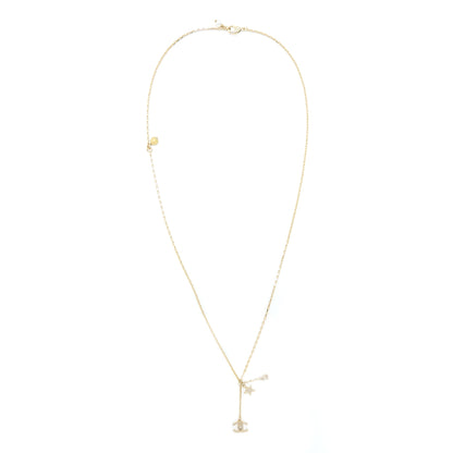 Chanel No.5/CC Logo/Star Necklace Light Gold Tone