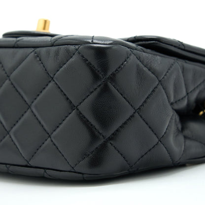 Chanel Pearl Crush Mini Square Flap Bag Lambskin Black