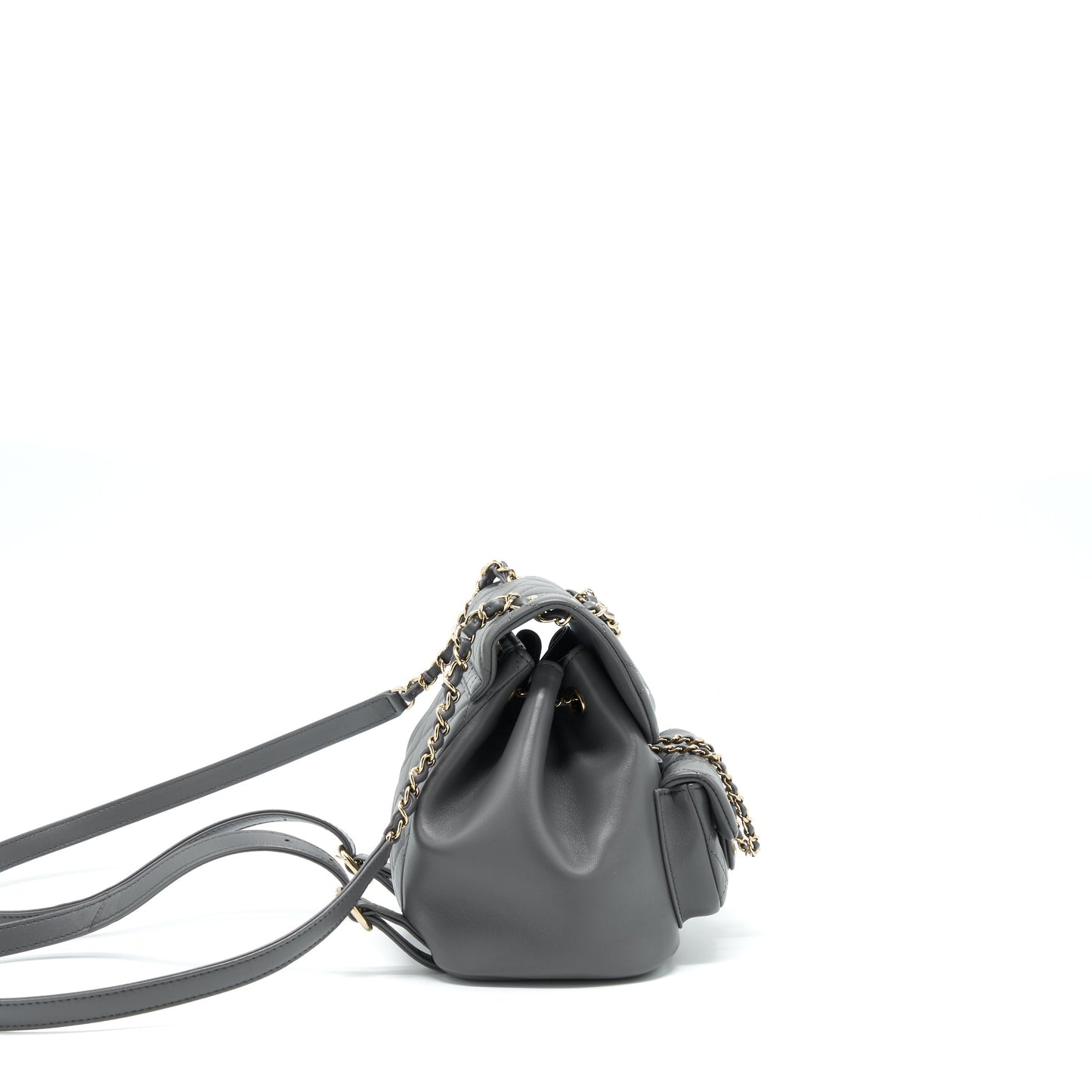 Chanel Mini Duma Backpack Lambskin Grey L (Microchip)