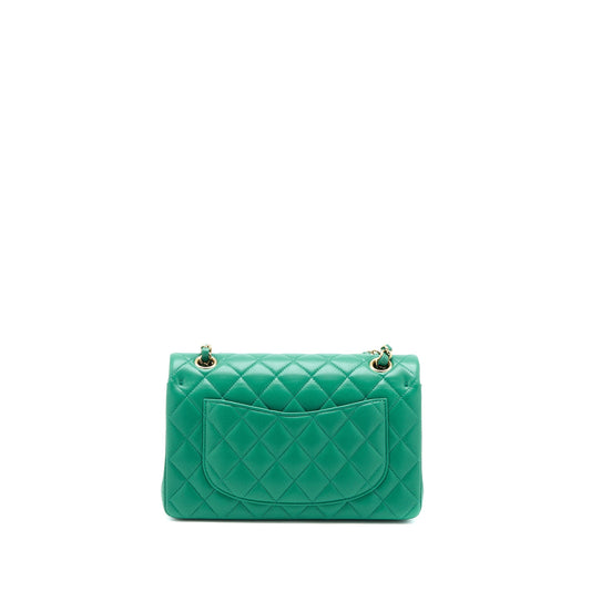 Chanel Small Classic Double Flap Bag Lambskin Green L(Microchip)