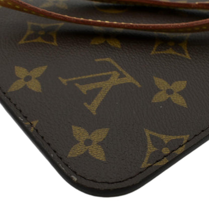 LOUIS VUITTON Neverfull Monogram Canvas Pochette Wristlet Pouch Brown