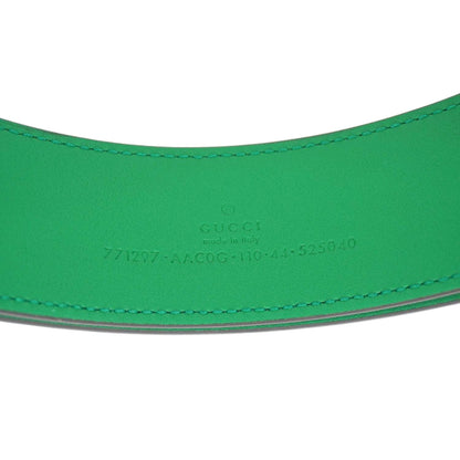 GUCCI GG Leather Belt Green 771297 Size 110.44