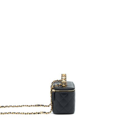 Chanel 22S Letter Top Handle Long Vanity Caviar Black