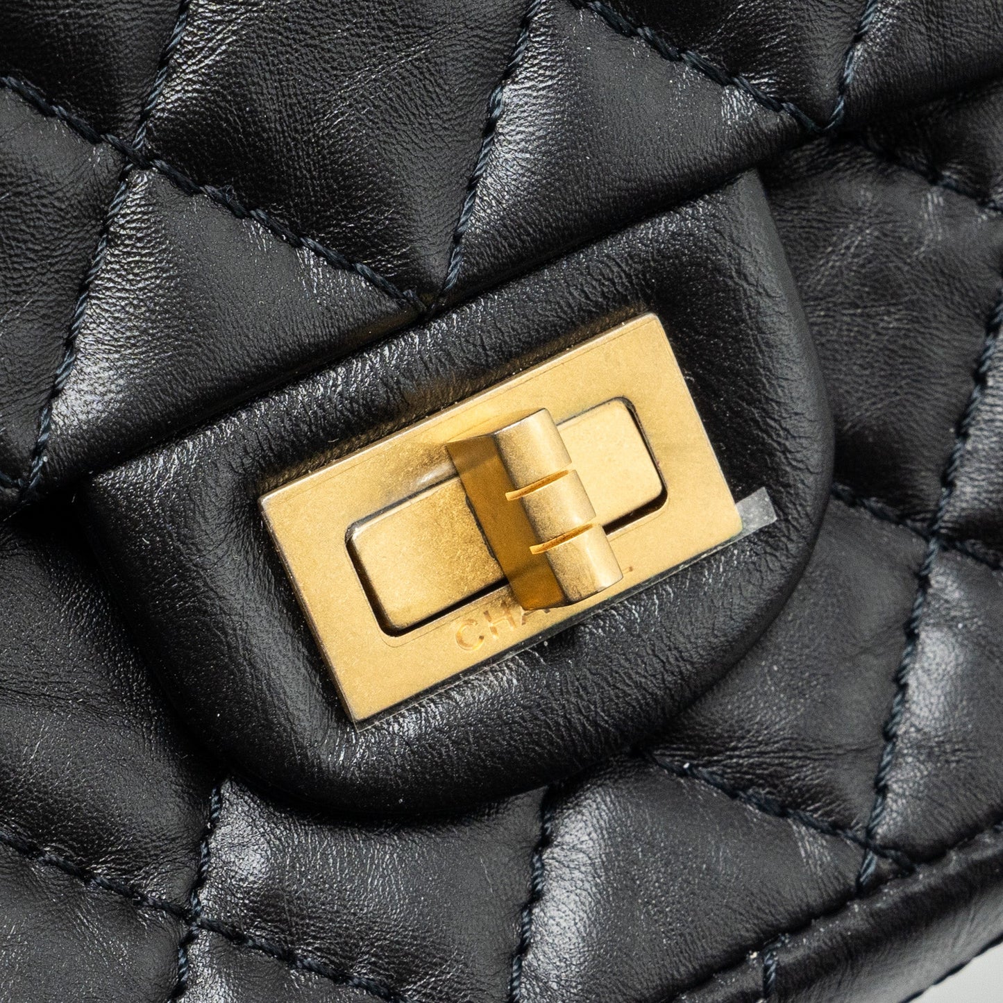 Chanel Mini 2.55 reissue flap bag aged calfskin black