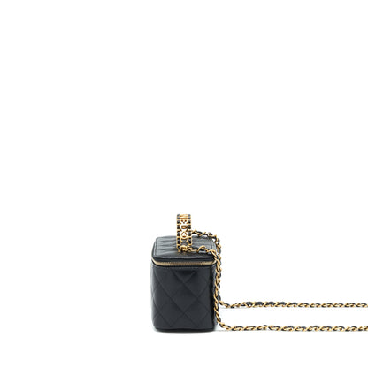Chanel 22S Letter Top Handle Long Vanity Caviar Black