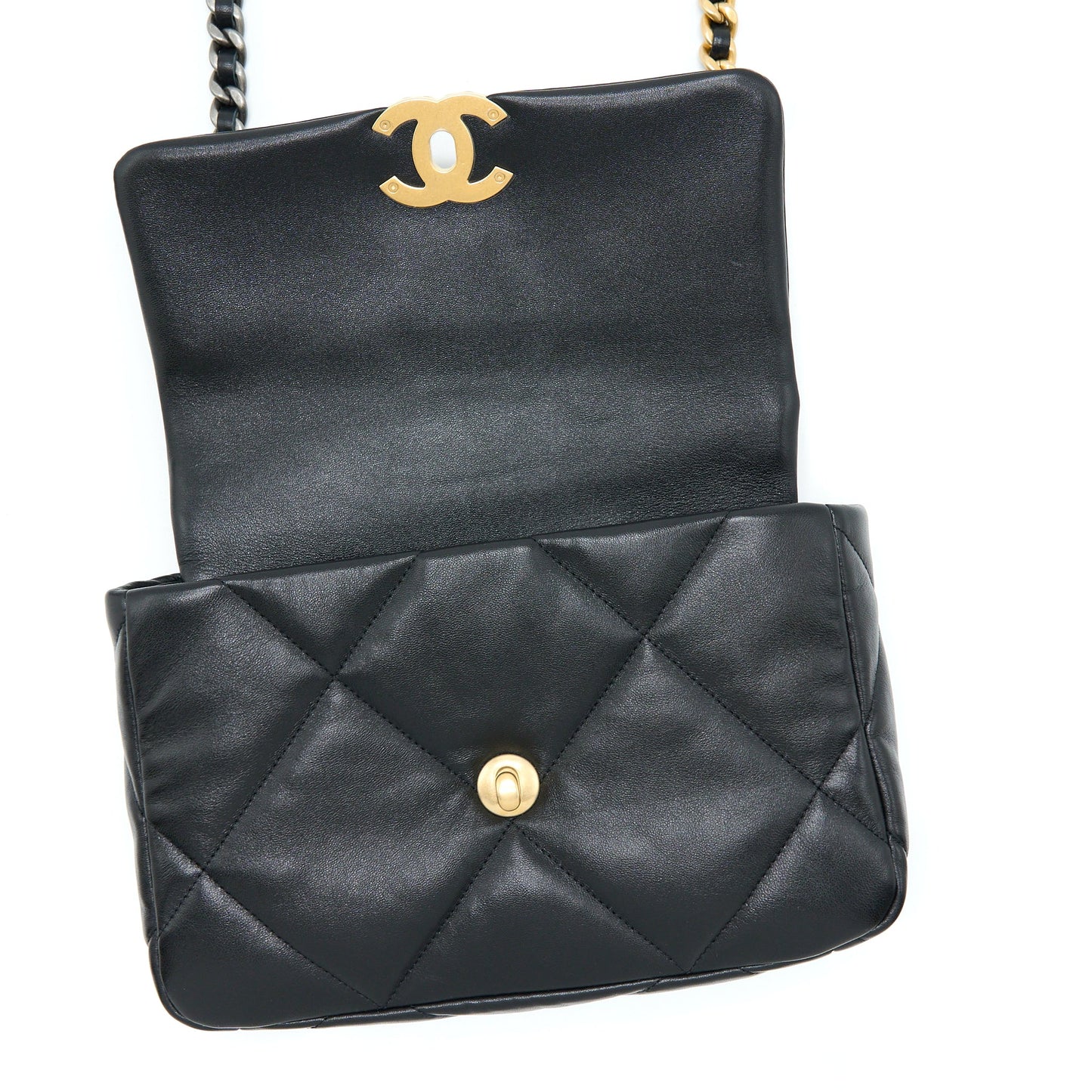 Chanel Small 19 Bag Lambskin Black With Multicolour Hardware