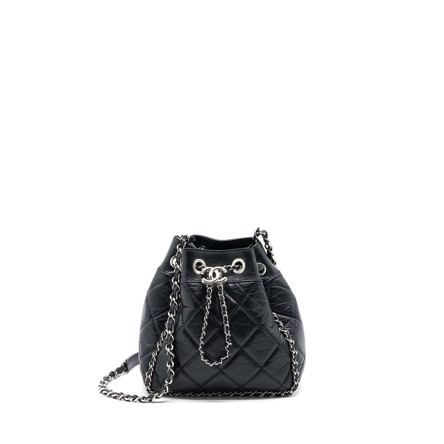 Chanel 20S Drawstring Bucket Bag Aged Calfskin Black