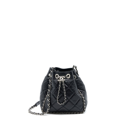 Chanel 20S Drawstring Bucket Bag Aged Calfskin Black