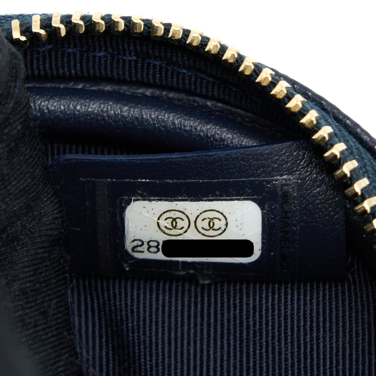 Chanel Mini Round Pouch Caviar Navy L