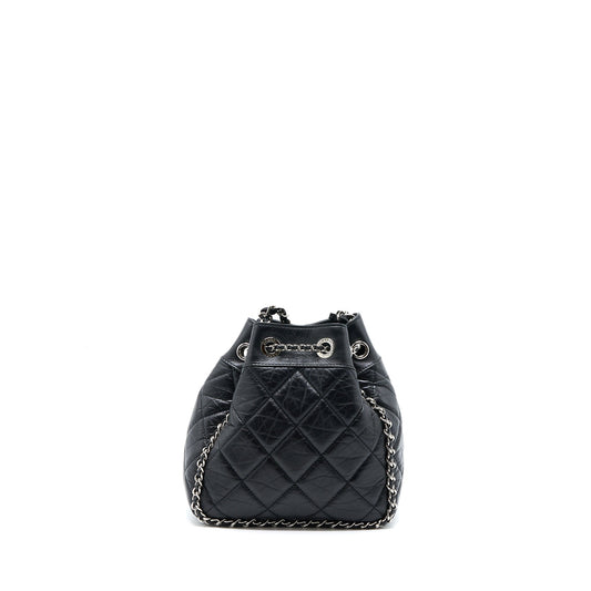Chanel 20S Drawstring Bucket Bag Aged Calfskin Black