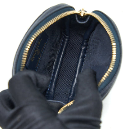 Chanel Mini Round Pouch Caviar Navy L