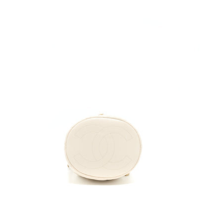 Chanel Button Bucket Crossbody Bag Lambskin White