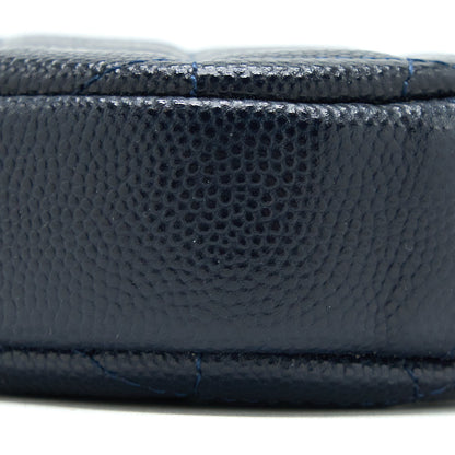 Chanel Mini Round Pouch Caviar Navy L