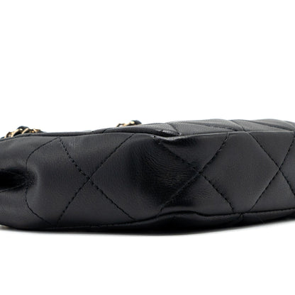 Chanel quilted super mini tote with chain lambskin black L