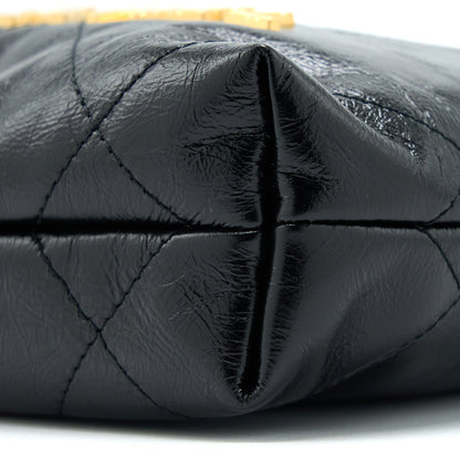 Chanel 23S Mini 22 Bag with Pearl Shiny Calfskin Black  (Microchip)