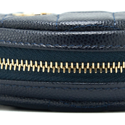 Chanel Mini Round Pouch Caviar Navy L