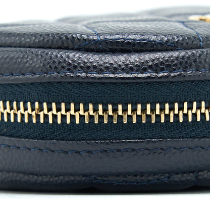 Chanel Mini Round Pouch Caviar Navy L