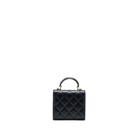 Chanel Top Handle Mini Flap Bag Lambskin Black L