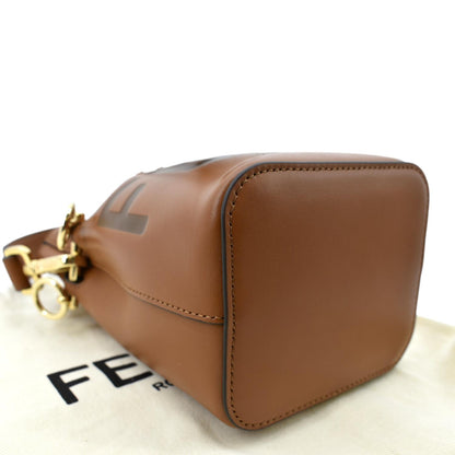 FENDI Mon Tresor Leather Bucket Crossbody Bag Brown