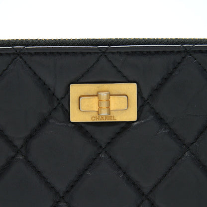 Chanel 2.55 Leather Clutch with Charm Black