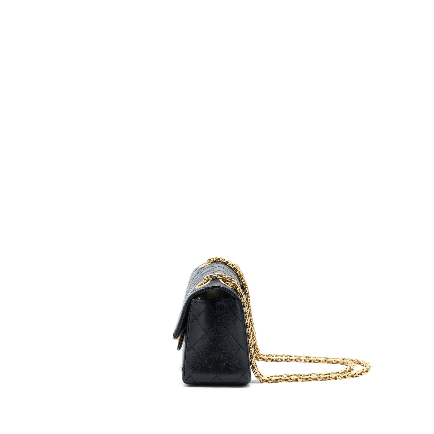 Chanel Mini Reissue 2.55 Flap Bag Aged Calfskin Black Brushed  (Microchip)