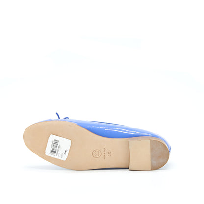 Chanel Size 37 Cap Toe Ballerina Flats Patent Calfskin Blue
