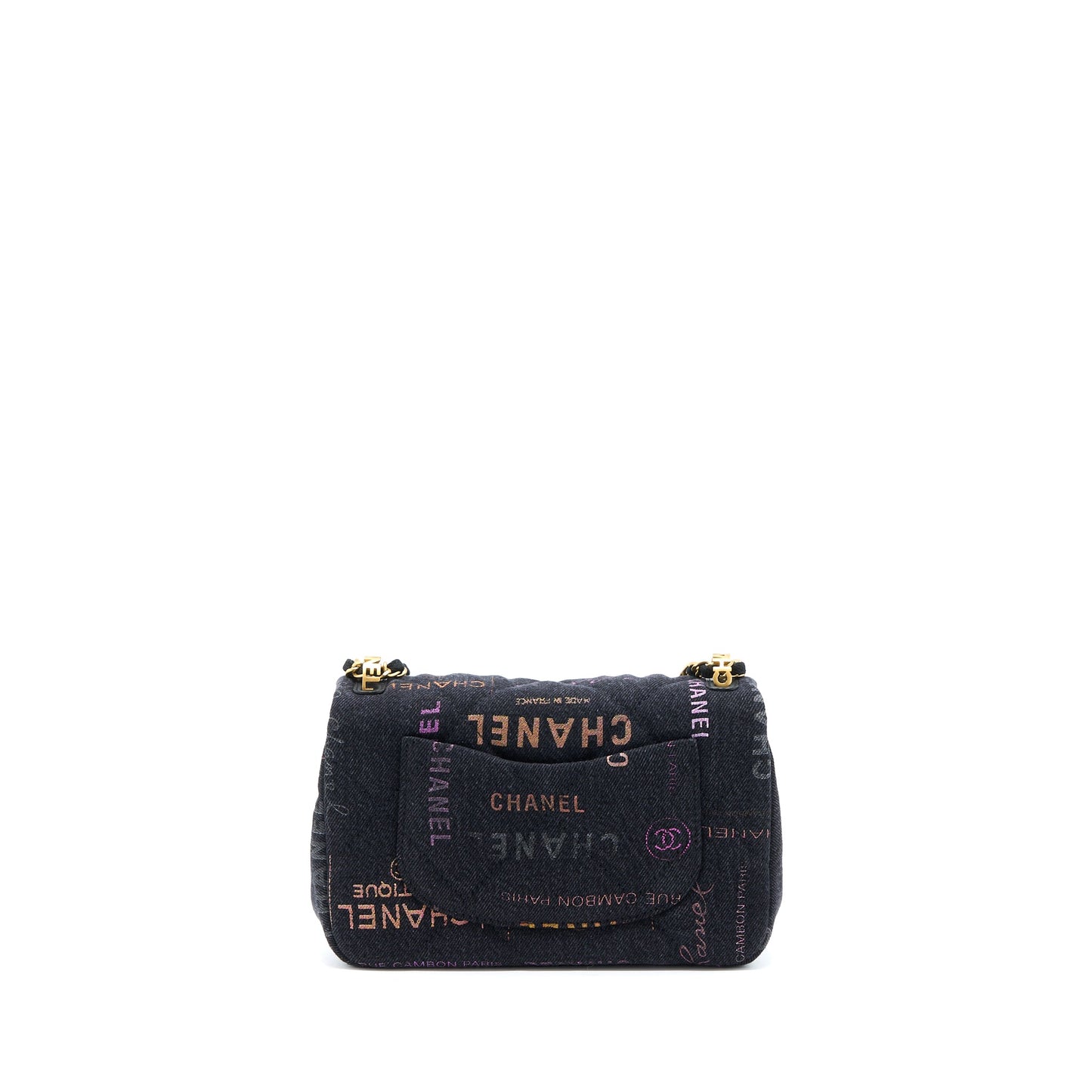 Chanel 22P Black Denim Flap Bag Brushed (Microchip)