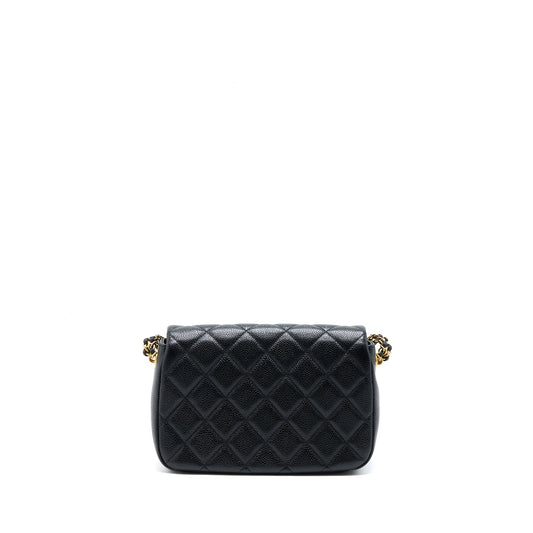 Chanel Quilted Flap Bag with Double Chain Caviar Black Brushed  (Microchip)