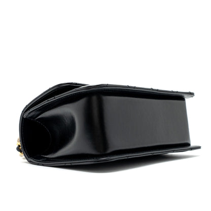 Chanel 24C gold crush mini flap bag calfskin black   (microchip)
