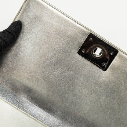 Chanel medium boy bag patent light gold / silver