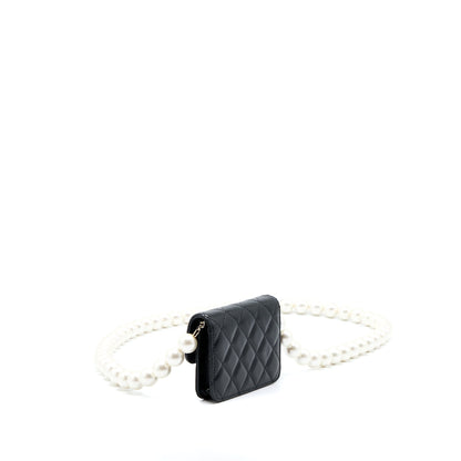 Chanel Mini Bag with Giant Pearl Chain Lambskin Black L