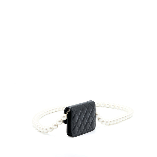 Chanel Mini Bag with Giant Pearl Chain Lambskin Black L