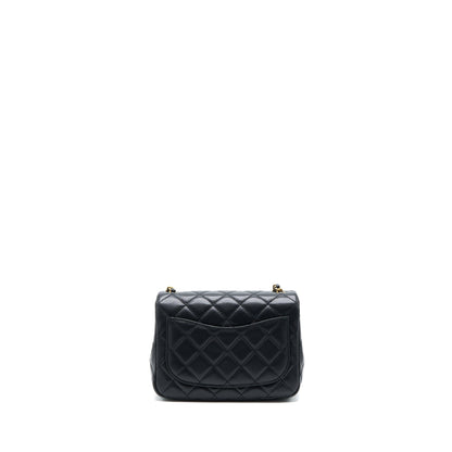 Chanel Pearl Crush Mini Square Flap Bag Lambskin Black Brushed  (Microchip)
