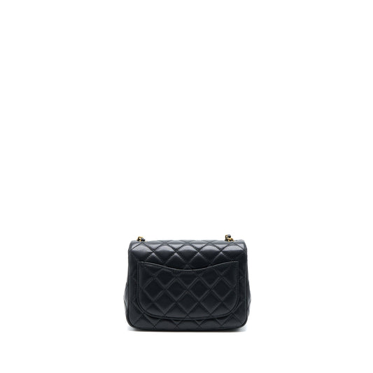 Chanel Pearl Crush Mini Square Flap Bag Lambskin Black Brushed  (Microchip)